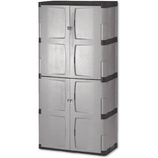Rubbermaid 7083 Double-Door Storage Cabinet – Base/Top, 36W x 18d x 72h, Gray/Black