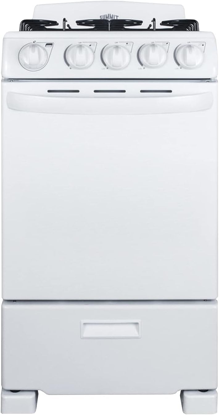 Summit RG200WS 20 Freestanding Gas Range with 4 Burners 2.3 cu. ft. Oven Capacity Broiler Compartment ADA Compliant in White - Image 3