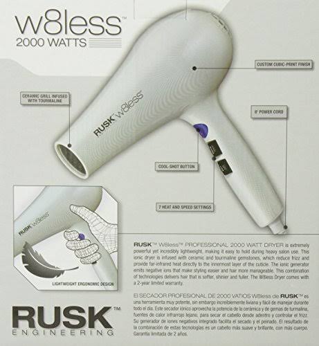 Rusk W8less Hair Dryer 2000 Watts, Very Lightweight – New - Image 6