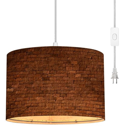 Plug in Pendant Light derelict couch Hanging Lamp with Plug in Clear Cord Linen Lampshade Dimmable Switch for Bedroom Living Room Light Fixtures