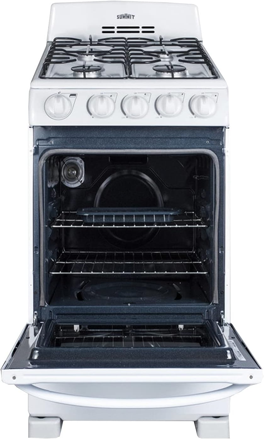 Summit RG200WS 20 Freestanding Gas Range with 4 Burners 2.3 cu. ft. Oven Capacity Broiler Compartment ADA Compliant in White - Image 2