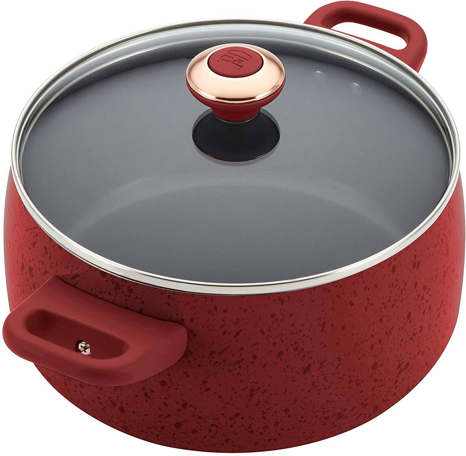 Paula Deen Signature Porcelain 15-Piece Nonstick Cookware Set, Red/Black - Image 3