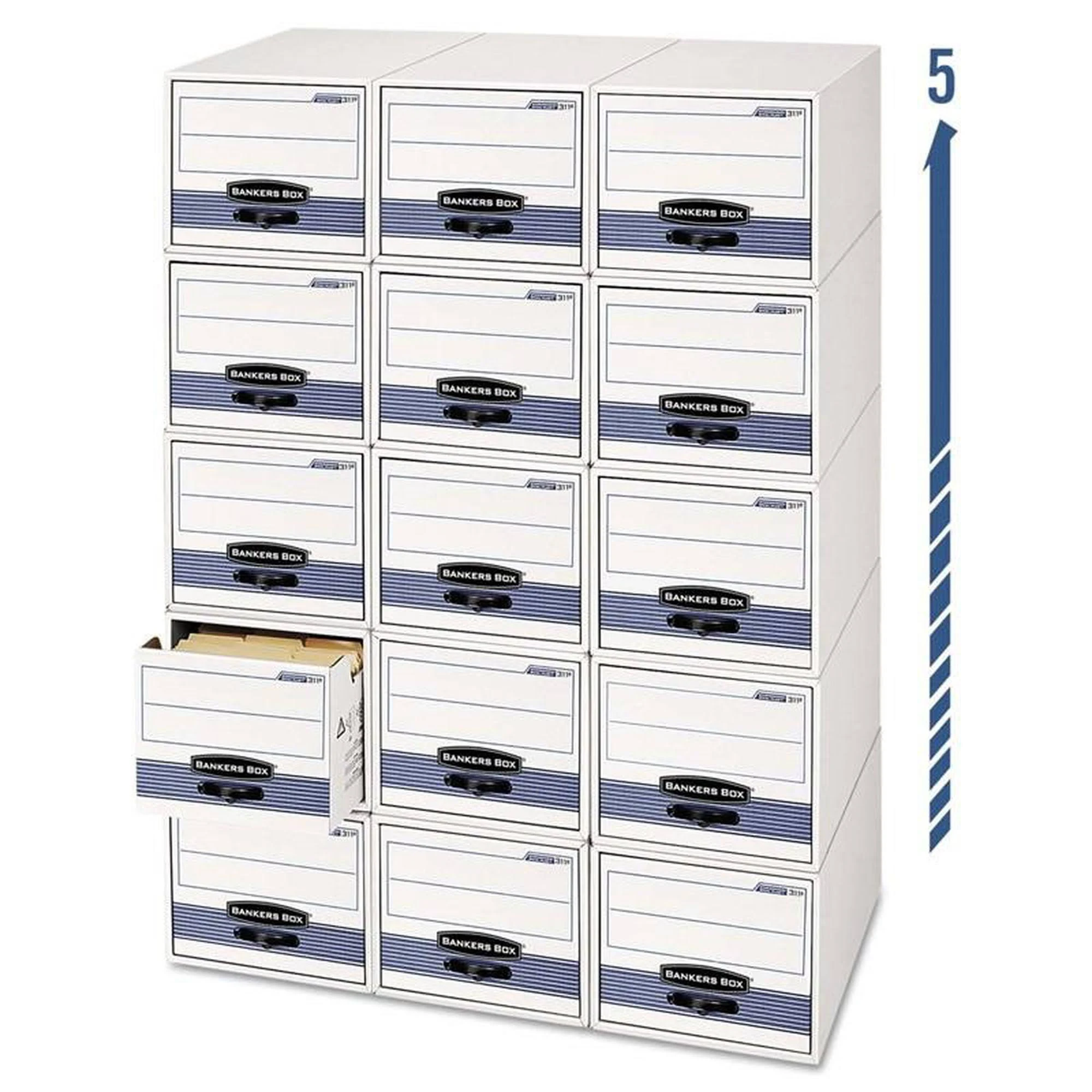 Bankers Box Stor/Drawer Steel Plus Storage Box Letter White/Blue 6/Carton