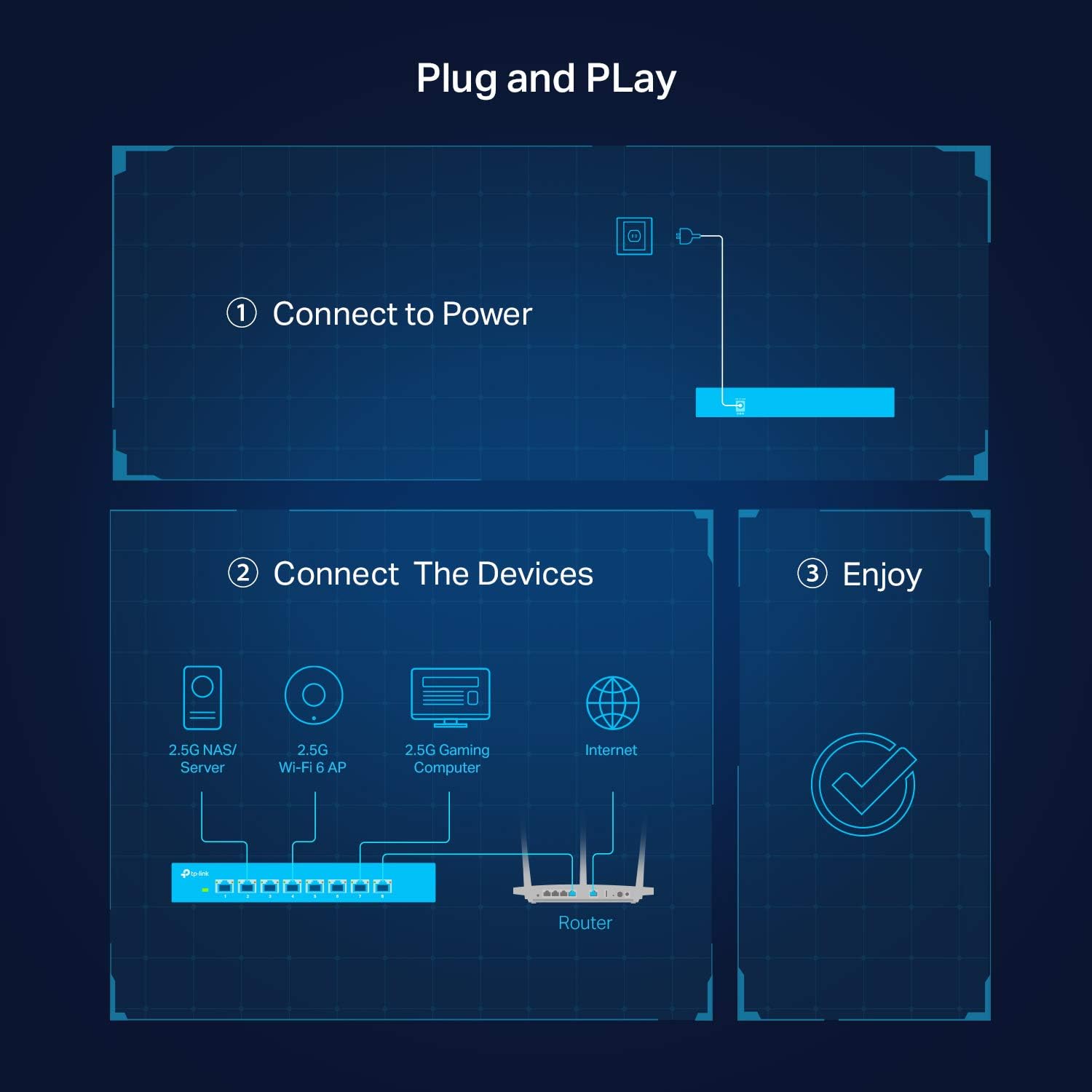 TP-Link TL-SG108-M2 | 8 Port Multi-Gigabit Unmanaged Network Switch, Ethernet Splitter | 2.5G Bandwidth | Plug & Play | Desktop/Wall-Mount | Fanless Metal Design | Limited Lifetime Protection - Image 6